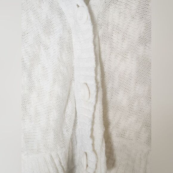 Liz&Co XL White LINEN Blend Knit Dolman Shrtslv Buttons Up Women’s Cardigan - Picture 6 of 12